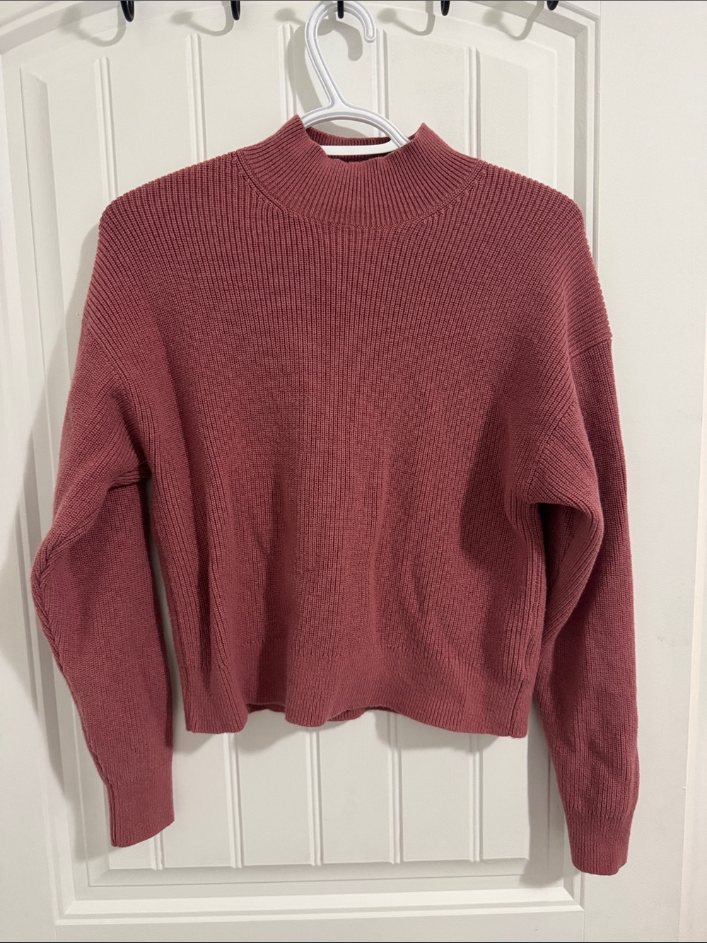 Wilfred Ribbed Mock Neck Sweater in Rose Mauve